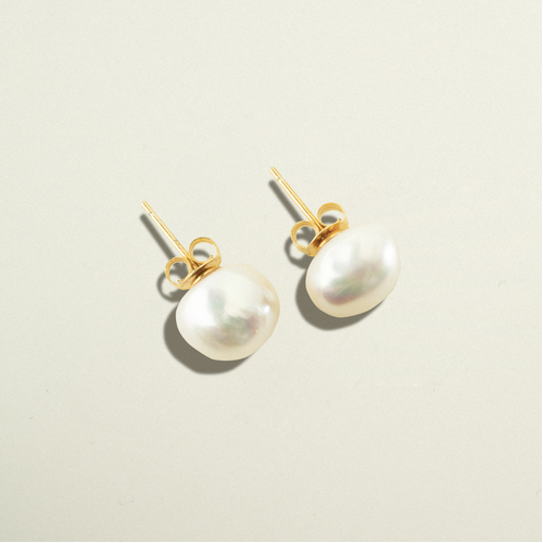 24Kt Gold Plated Baroque Pearls Stud Earrings (Pair)