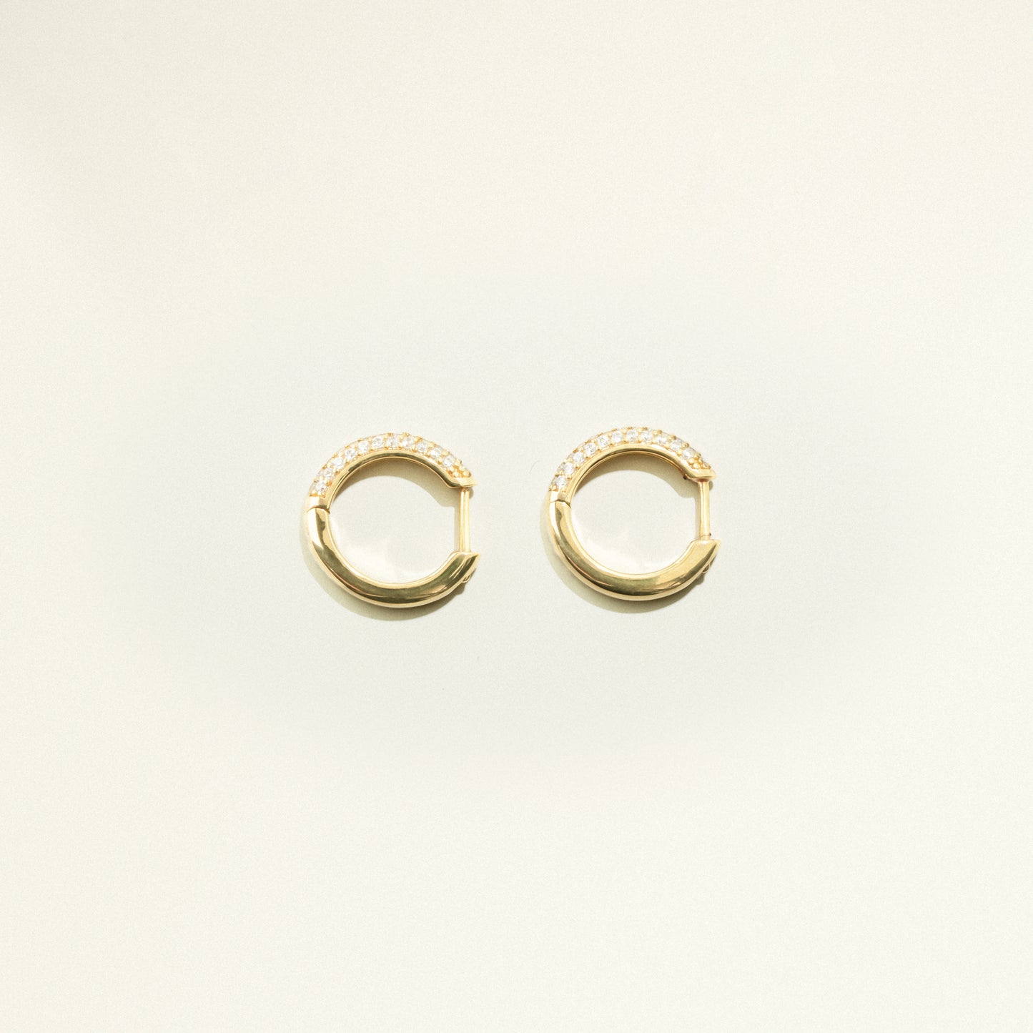 24Kt Gold Plated Shiny Hoop Earrings with White Zirconias (Pair)