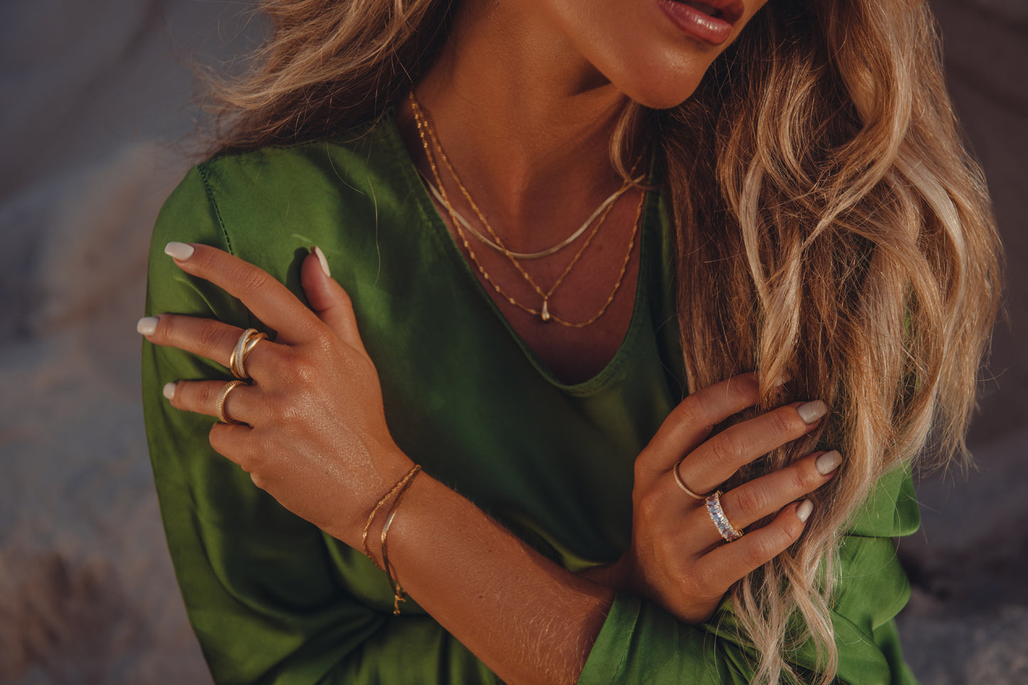 24Kt Gold Plated Guidance Ring with White Zirconias