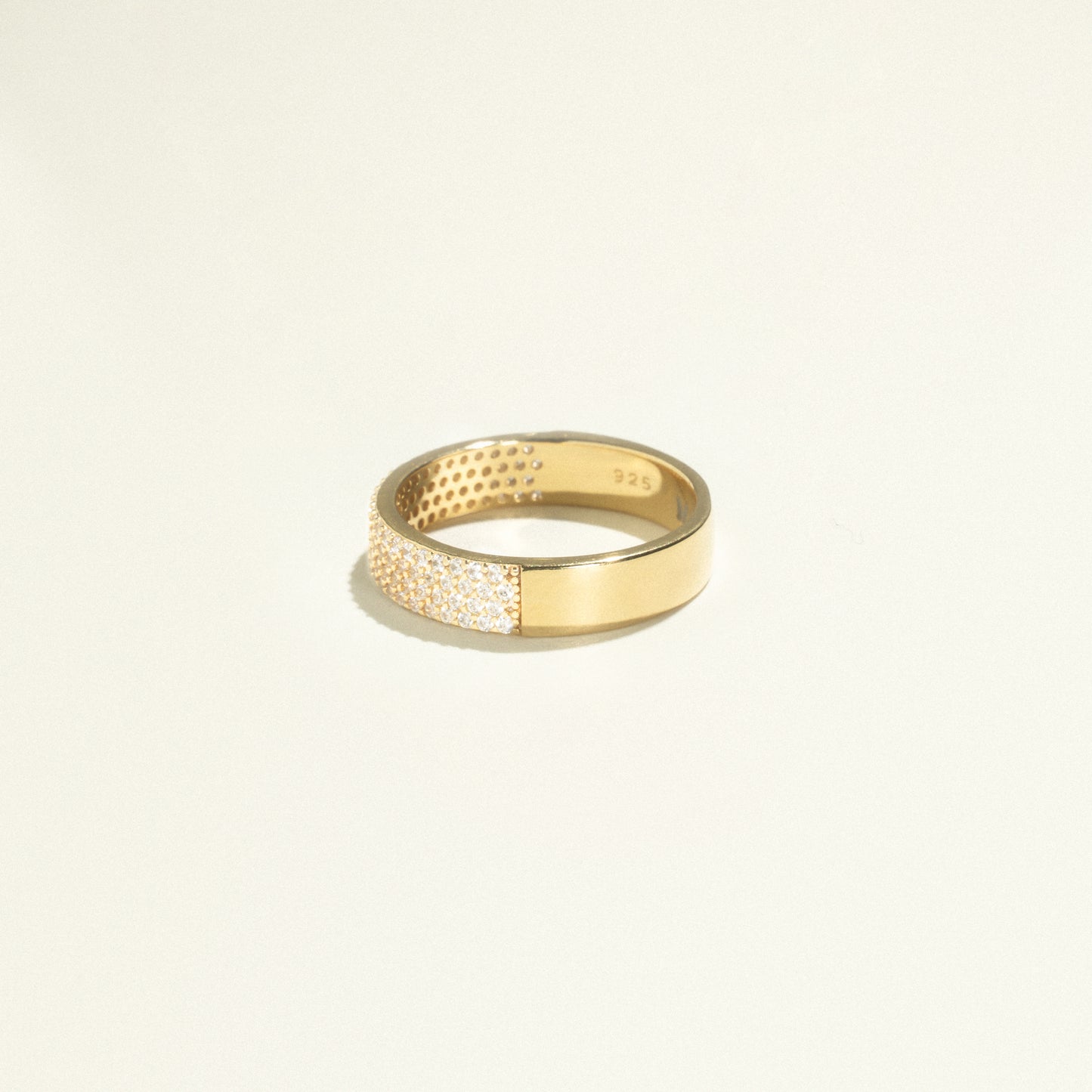 24Kt Gold Plated Shiny Ring with White Zirconias
