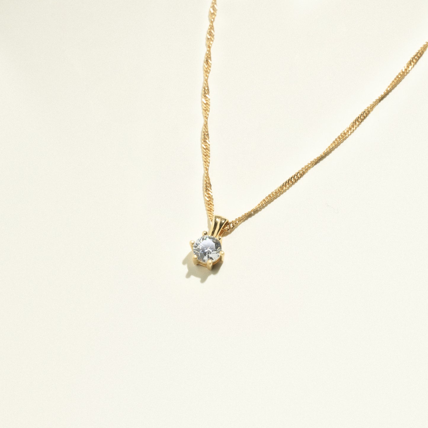 24Kt Gold Plated Zirconia Singapore Necklace 49cm