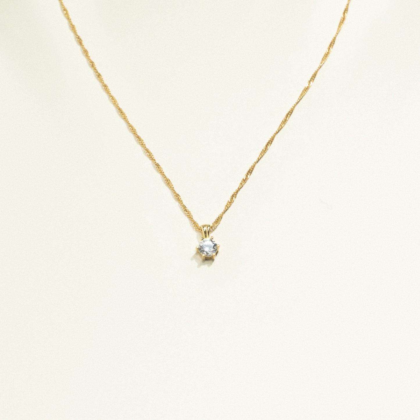 24Kt Gold Plated Zirconia Singapore Necklace 49cm