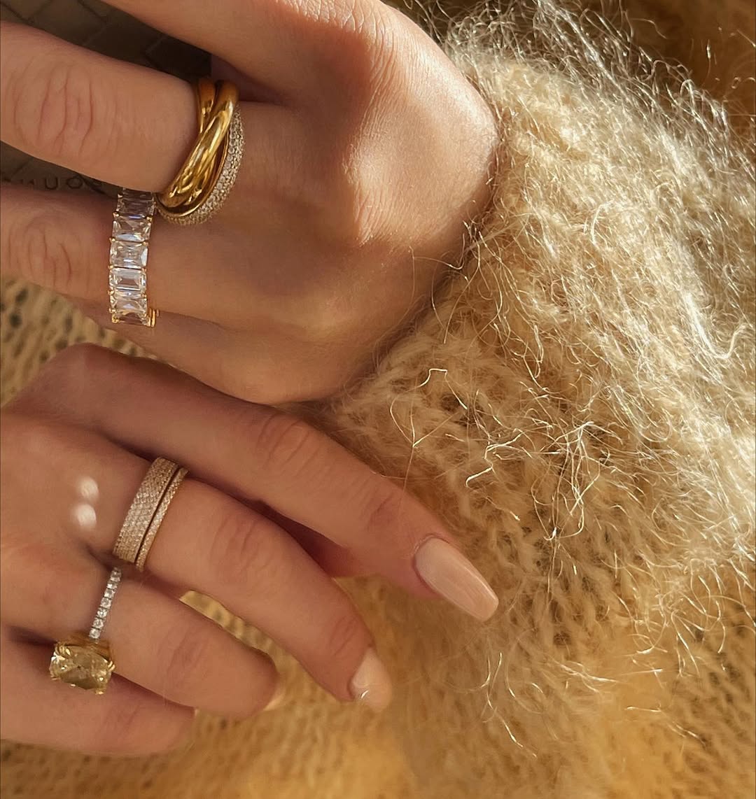 24Kt Gold Plated Shiny Ring with White Zirconias