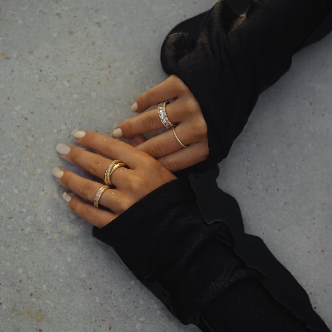 24Kt Gold Plated Shiny Ring with White Zirconias